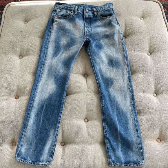Levi’s 501 Button Fly Tie Dye Streaked Jeans 32 x 30 - Picture 1 of 8